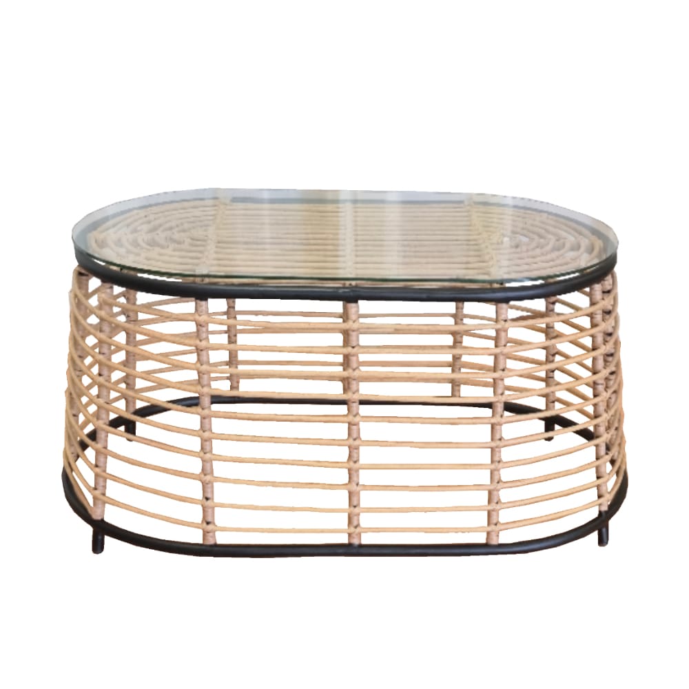 LOOM COFFEE TABLE ΦΥΣΙΚΟ ΜΑΥΡΟ 95x55x45cm