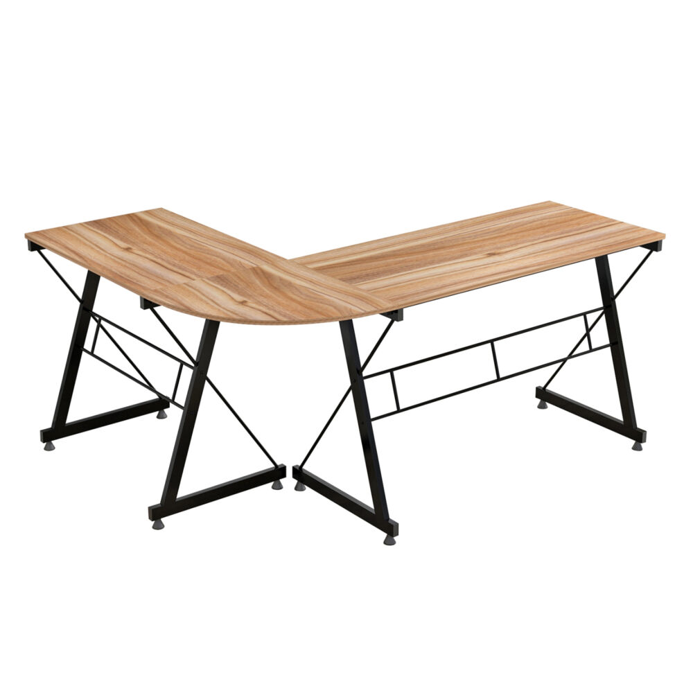 ΓΩΝΙΑΚΟ ΓΡΑΦΕΙΟ WALNUT ΕΠΙΦΑΝΕΙΑ ΜΕ ΜΕΤΑΛΛΙΚΟ ΣΚΕΛΕΤΟ FB92127.02 158Χ120Χ74εκ.