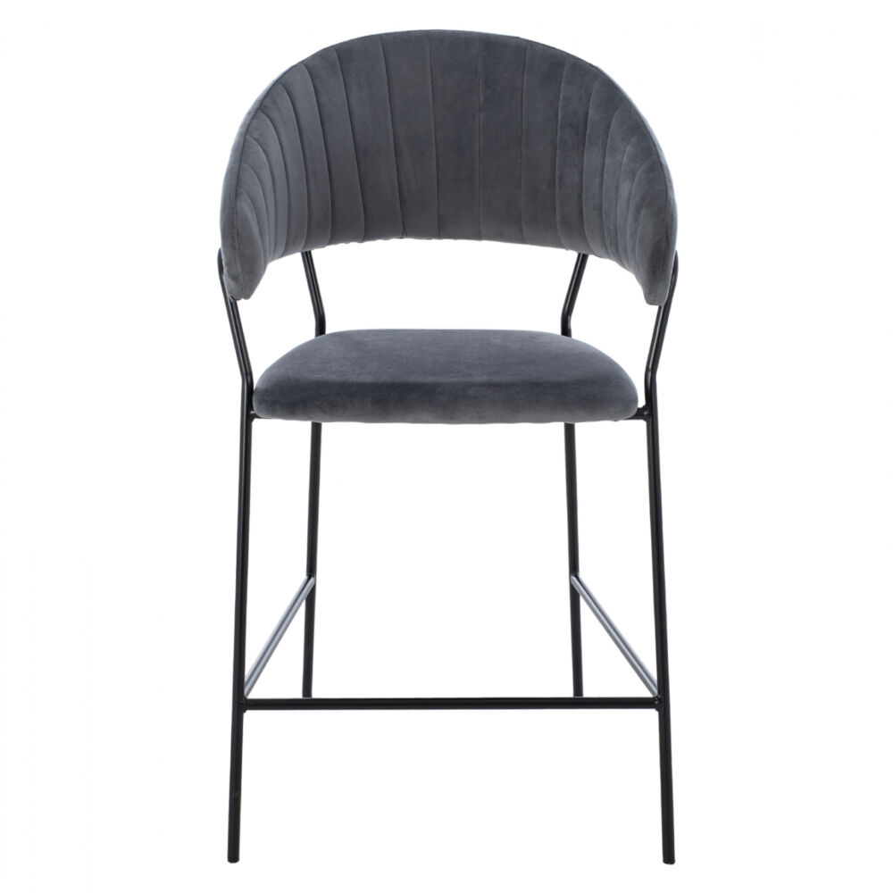 MEDIUM HEIGHT STOOL FB98734.01 GRAY VELVET WITH BLACK FRAME 60x55x100Y cm.
