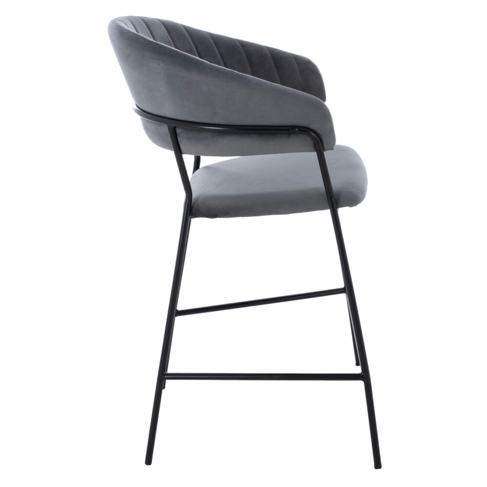 MEDIUM HEIGHT STOOL FB98734.01 GRAY VELVET WITH BLACK FRAME 60x55x100Y cm.