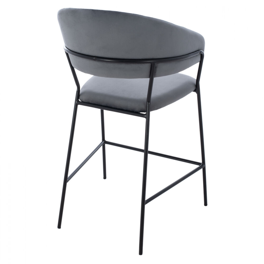 MEDIUM HEIGHT STOOL FB98734.01 GRAY VELVET WITH BLACK FRAME 60x55x100Y cm.