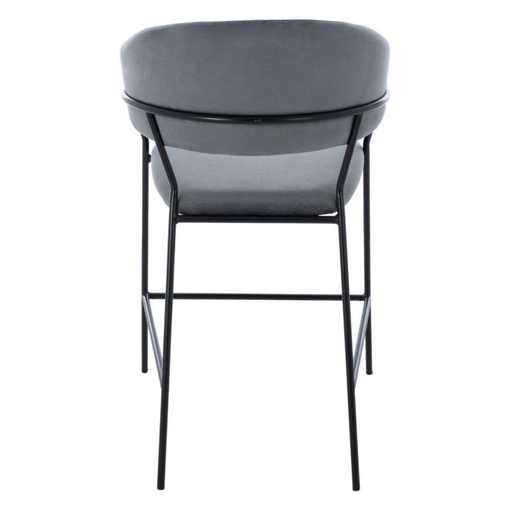 MEDIUM HEIGHT STOOL FB98734.01 GRAY VELVET WITH BLACK FRAME 60x55x100Y cm.