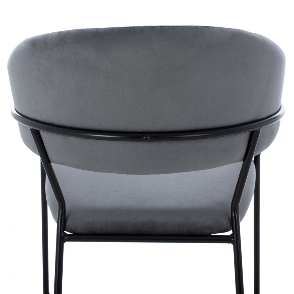 MEDIUM HEIGHT STOOL FB98734.01 GRAY VELVET WITH BLACK FRAME 60x55x100Y cm.
