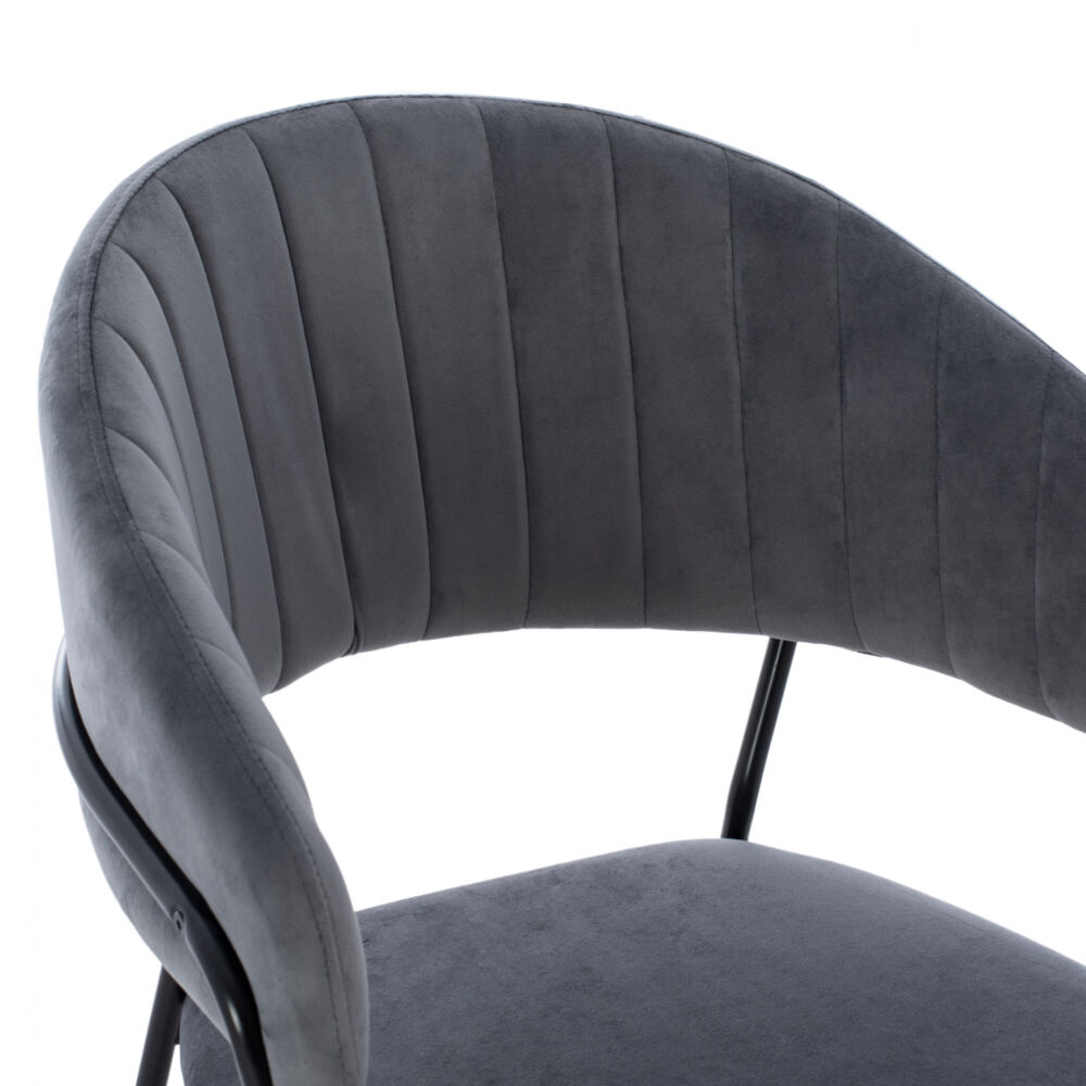 MEDIUM HEIGHT STOOL FB98734.01 GRAY VELVET WITH BLACK FRAME 60x55x100Y cm.