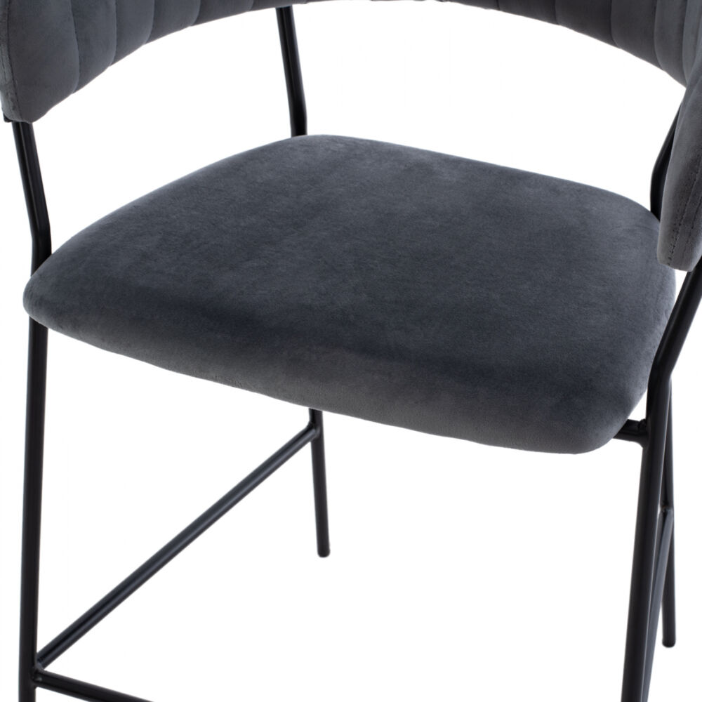 MEDIUM HEIGHT STOOL FB98734.01 GRAY VELVET WITH BLACK FRAME 60x55x100Y cm.