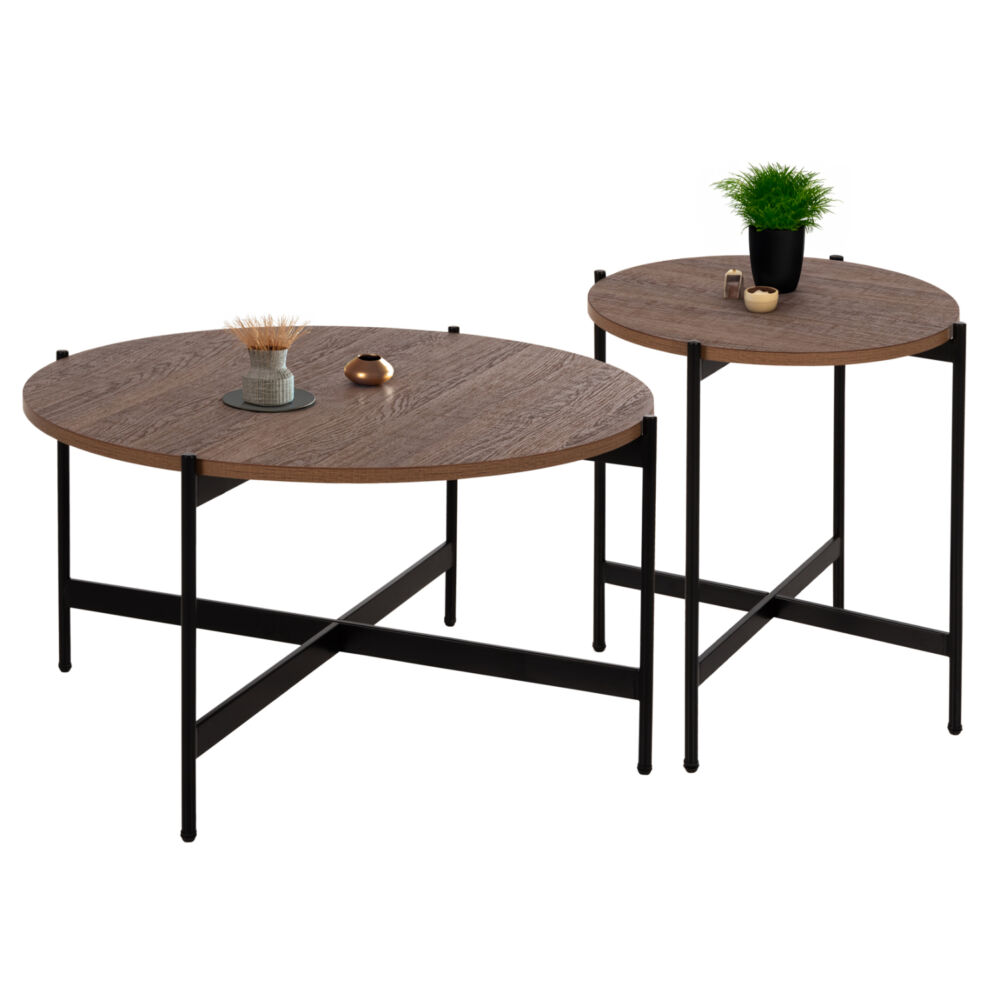 ΣΕΤ 2ΤΜΧ ΤΡΑΠΕΖΙΑ ΣΑΛΟΝΙΟΥ FB921089.03 MDF ΣΕ ΚΑΡΥΔΙ ΧΡΩΜΑ Φ80εκ & Φ50εκ