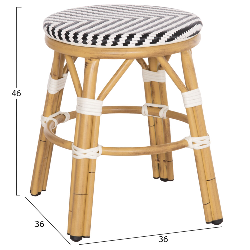 ΣΚΑΜΠΟ ΑΛΟΥΜΙΝΙΟΥ FB96285.03 BAMBOO LOOK-TEXTILENE ΛΕΥΚΟ-ΜΑΥΡΟ Φ36x46Υεκ.