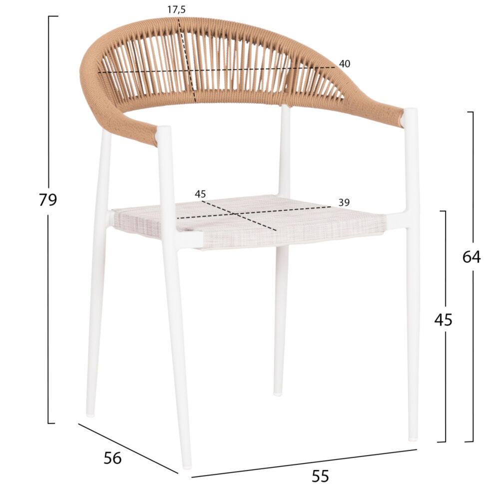 ΠΟΛΥΘΡΟΝΑ FB96284.01 ΑΛΟΥΜΙΝΙΟ & TEXTILENE ΛΕΥΚΟ--P.E.TWISTED RATTAN 55x56x79Υεκ