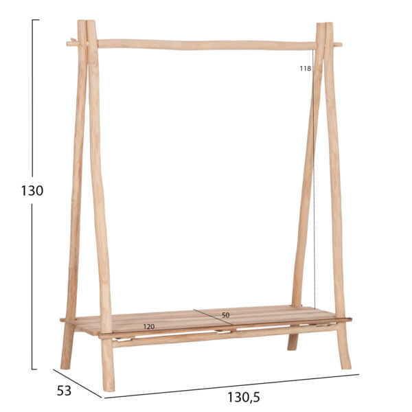 ΕΠΙΠΛΟ ΕΙΣΟΔΟΥ FB99911 ΚΛΑΔΙΑ ΞΥΛΟΥ TEAK-ΦΥΣΙΚΟ 130,5x53x152Υεκ.