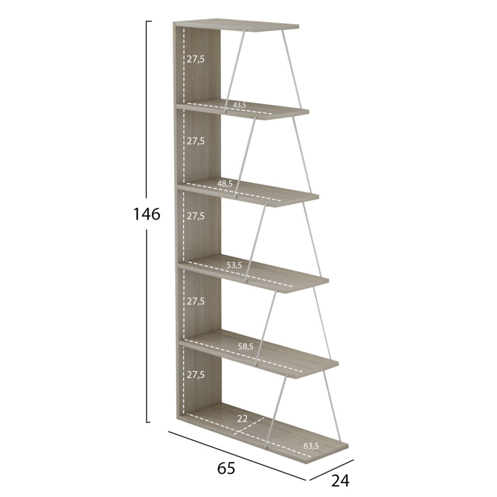 ΒΙΒΛΙΟΘΗΚΗ ΜΕΛΑΜΙΝΗΣ SONOMA ΛΕΥΚΟ FB92241.11 65x22-24x146Υεκ.