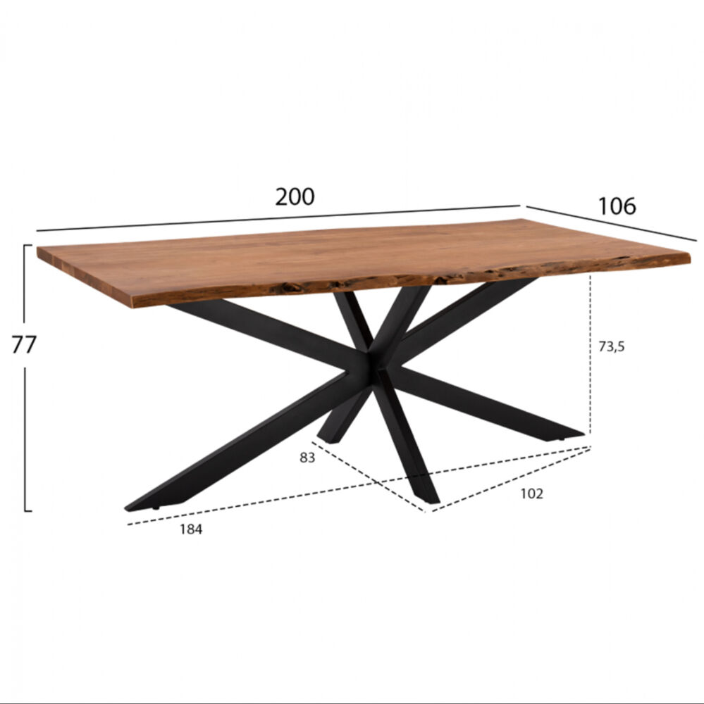 ΤΡΑΠΕΖΙ ΤΡΑΠΕΖΑΡΙΑΣ ΜΑΣΙΦ ΑΚΑΚΙΑΣ HM8716.11 200x85-110x77Υεκ.