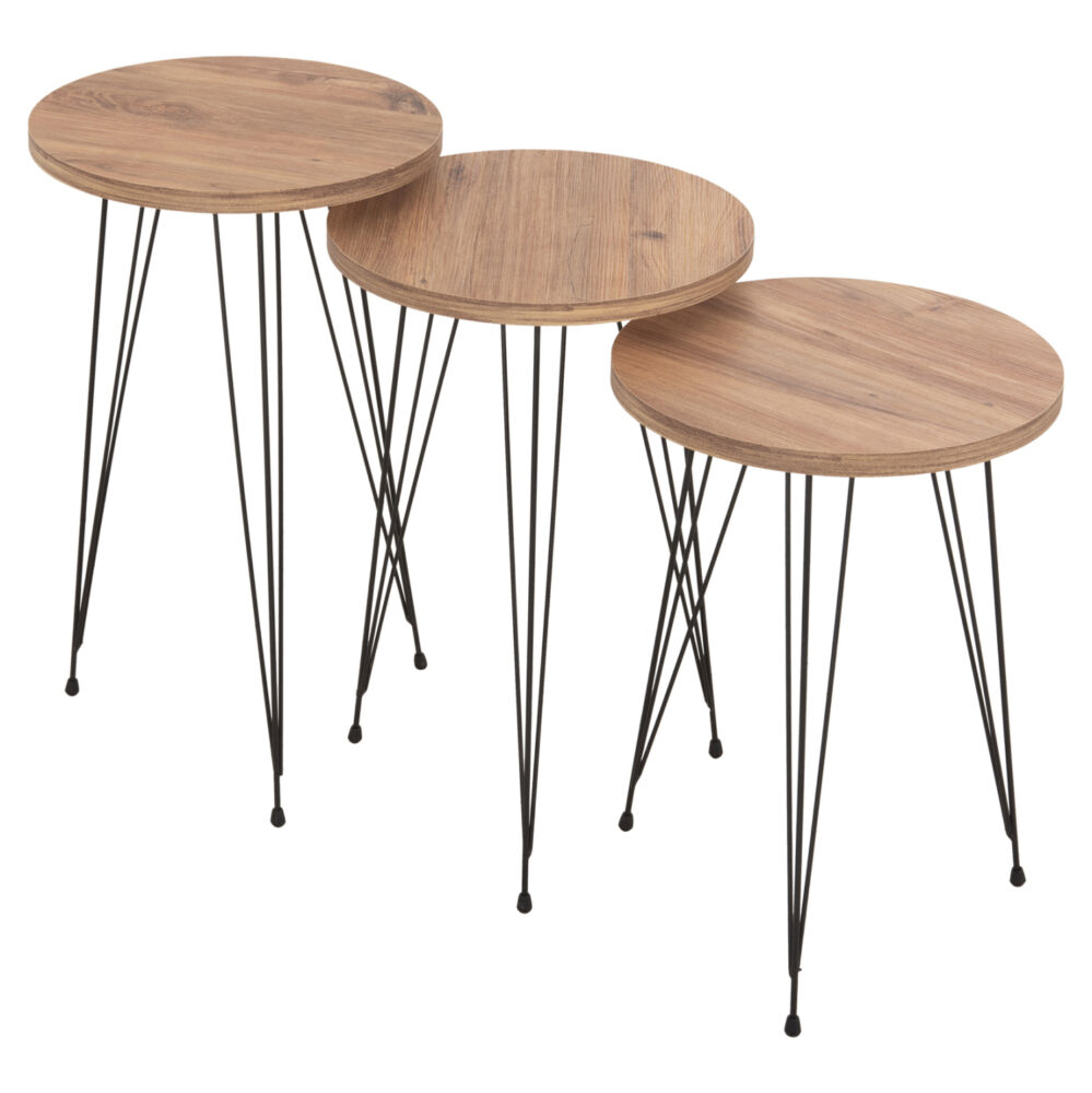 ΣΕΤ ΒΟΗΘ.ΤΡΑΠΕΖΑΚΙΑ FB918173.04 ΜΕΛΑΜΙΝΗ ΣΕ ΦΥΣΙΚΟ-ΜΑΥΡΑ ΜΕΤΑΛ.ΠΟΔΙΑ