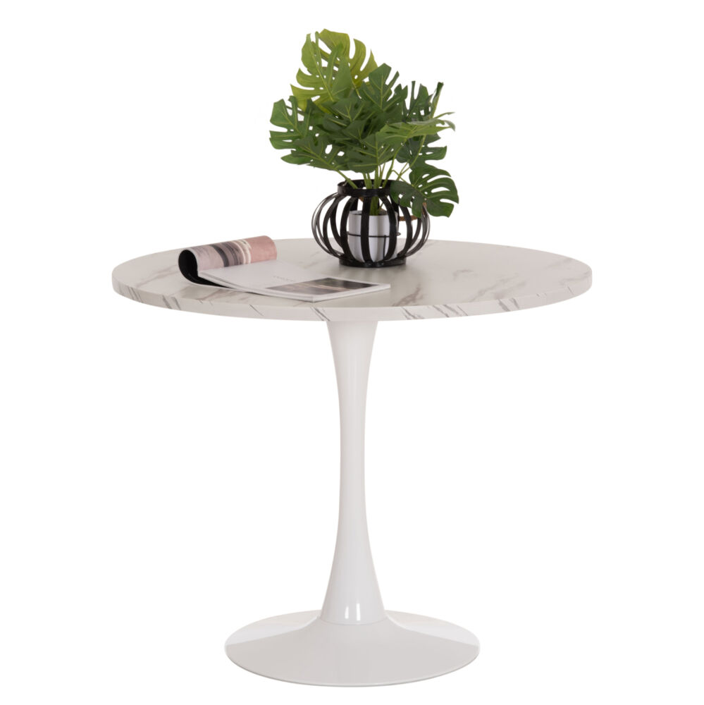 ΤΡΑΠΕΖΙ ΤΡΑΠΕΖΑΡΙΑΣ FB99421.11 ΣΤΡΟΓΓΥΛΟ WHITE MARBLE Φ90x74Υεκ.