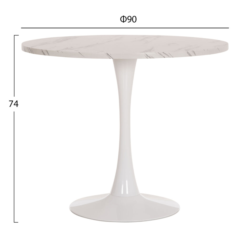 ΤΡΑΠΕΖΙ ΤΡΑΠΕΖΑΡΙΑΣ FB99421.11 ΣΤΡΟΓΓΥΛΟ WHITE MARBLE Φ90x74Υεκ.