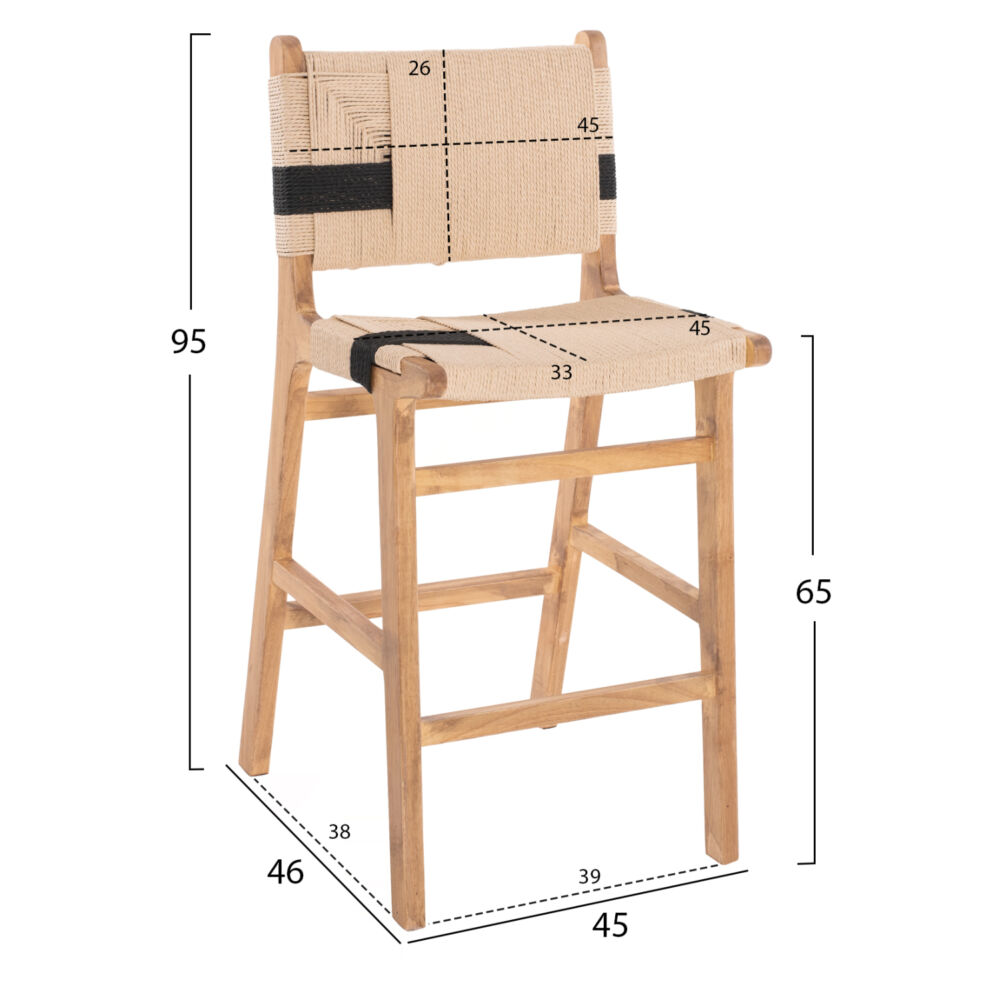 ΣΚΑΜΠΟ ΜΕΣΑΙΟΥ ΥΨΟΥΣ FB99325.01 RUBBERWOOD & ΣΧΟΙΝΙ-ΦΥΣΙΚΟ RUSTIC 45x46x95Υεκ.
