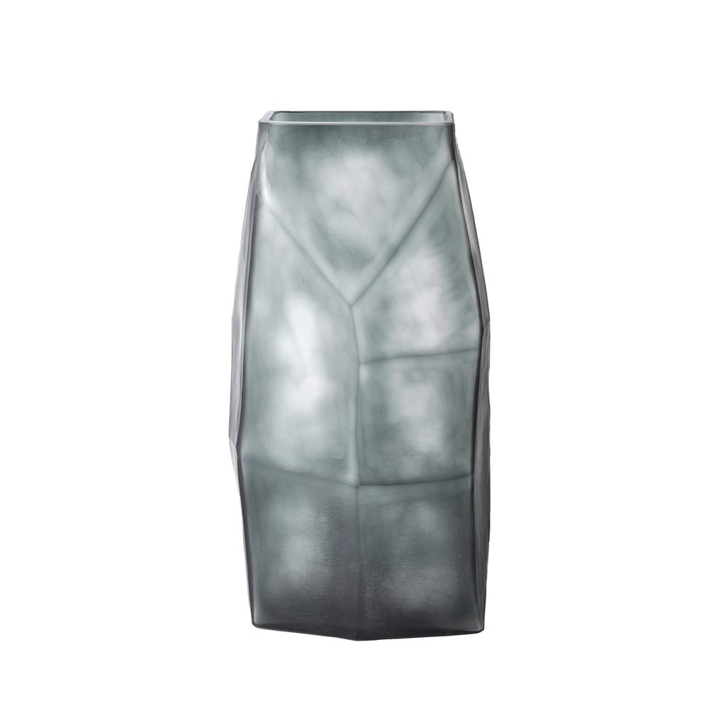 ROCHE GREY ΒΑΖΟ 21x15x38cm ΓΥΑΛΙ ΓΚΡΙ