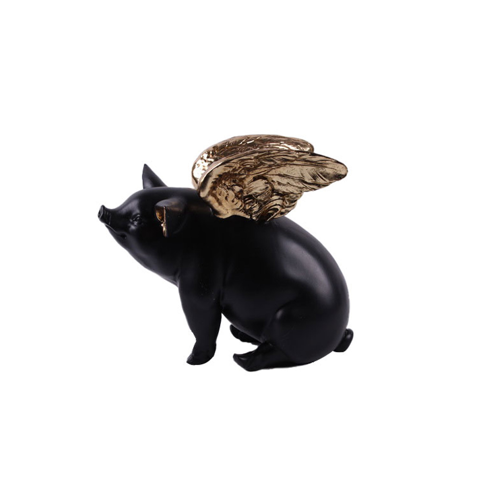 PIGGY ΔΙΑΚΟΣΜΗΤΙΚΟ ΓΟΥΡΟΥΝΙ 26x17x23cm POLYRESIN ΜΑΥΡΟ ΧΡΥΣΟ