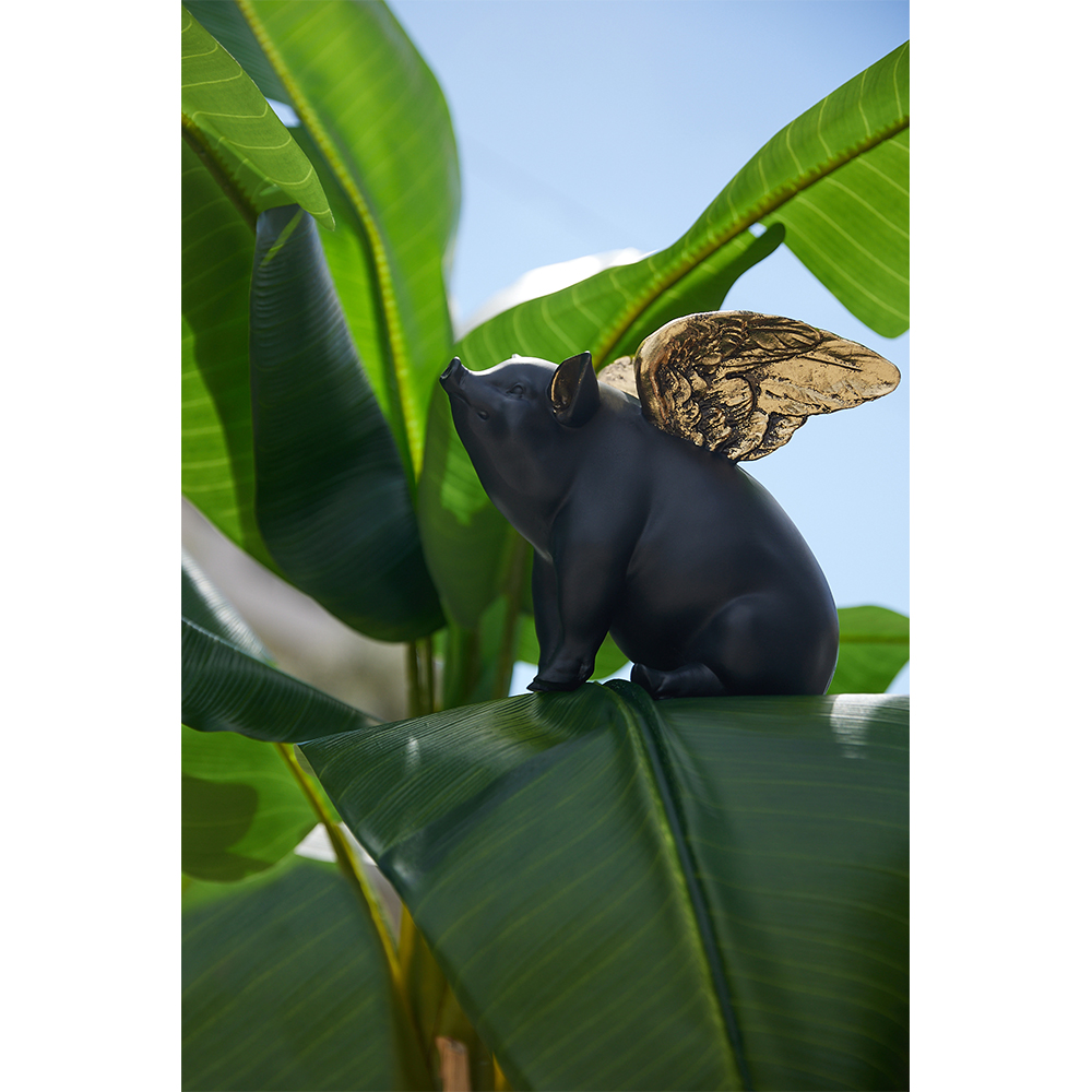 PIGGY ΔΙΑΚΟΣΜΗΤΙΚΟ ΓΟΥΡΟΥΝΙ 26x17x23cm POLYRESIN ΜΑΥΡΟ ΧΡΥΣΟ
