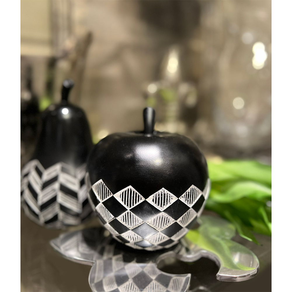 FRUIT BLACK 2 ΔΙΑΚΟΣΜΗΤΙΚΟ ΜΗΛΟ 12x12x13cm POLYRESIN ΜΑΥΡΟ ΛΕΥΚΟ
