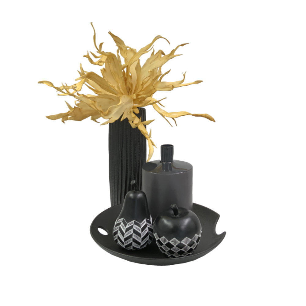 FRUIT BLACK 2 ΔΙΑΚΟΣΜΗΤΙΚΟ ΜΗΛΟ 12x12x13cm POLYRESIN ΜΑΥΡΟ ΛΕΥΚΟ