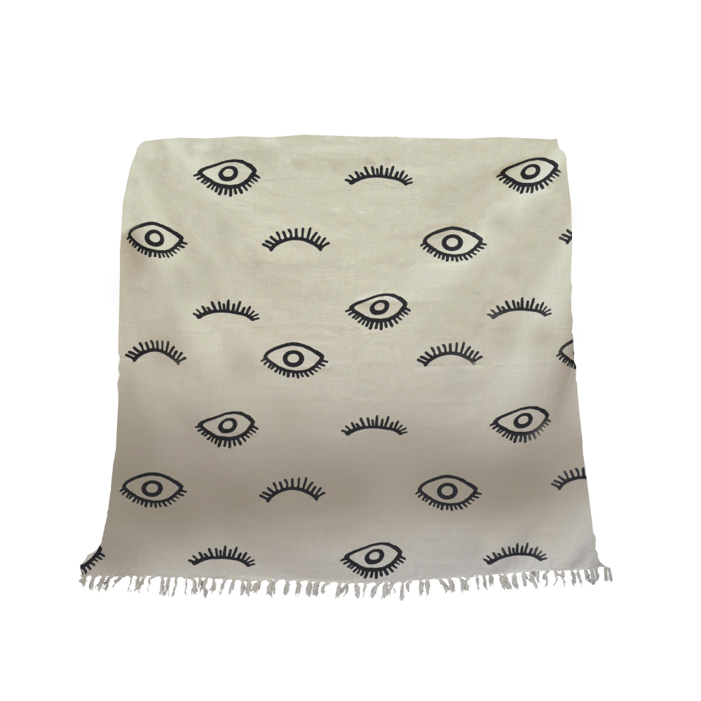 EYES WHITE ΡΙΧΤΑΡΙ ΔΙΑΚΟΣΜΗΤΙΚΟ 130x170cm ΒΑΜΒΑΚΙ ΛΕΥΚΟ ΜΑΥΡΟ