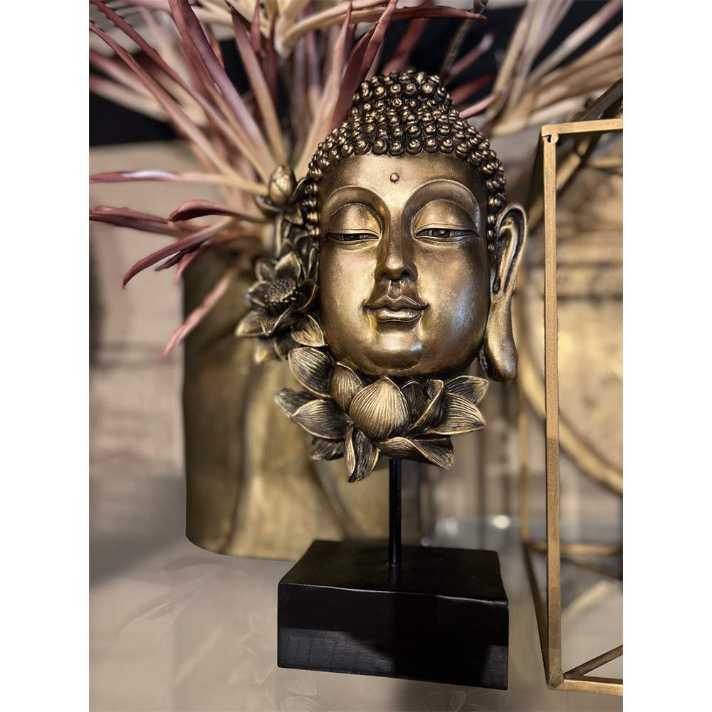 LOTUS BUDDHA ΔΙΑΚΟΣΜΗΤΙΚΟ ΒΟΥΔΑΣ 19x9x35cm POLYRESIN ΧΡΥΣΟ ΜΑΥΡΟ
