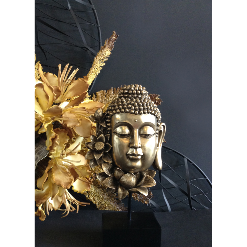 LOTUS BUDDHA ΔΙΑΚΟΣΜΗΤΙΚΟ ΒΟΥΔΑΣ 19x9x35cm POLYRESIN ΧΡΥΣΟ ΜΑΥΡΟ