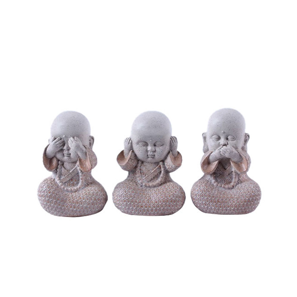 BULU ΔΙΑΚΟΣΜΗΤΙΚΟ ΒΟΥΔΑΣ SET 3ΤΜΧ 10x8x13cm POLYRESIN TERRACOTTA ΓΚΡΙ