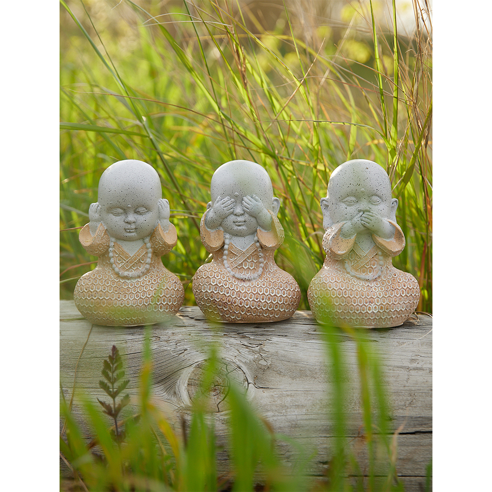BULU ΔΙΑΚΟΣΜΗΤΙΚΟ ΒΟΥΔΑΣ SET 3ΤΜΧ 10x8x13cm POLYRESIN TERRACOTTA ΓΚΡΙ