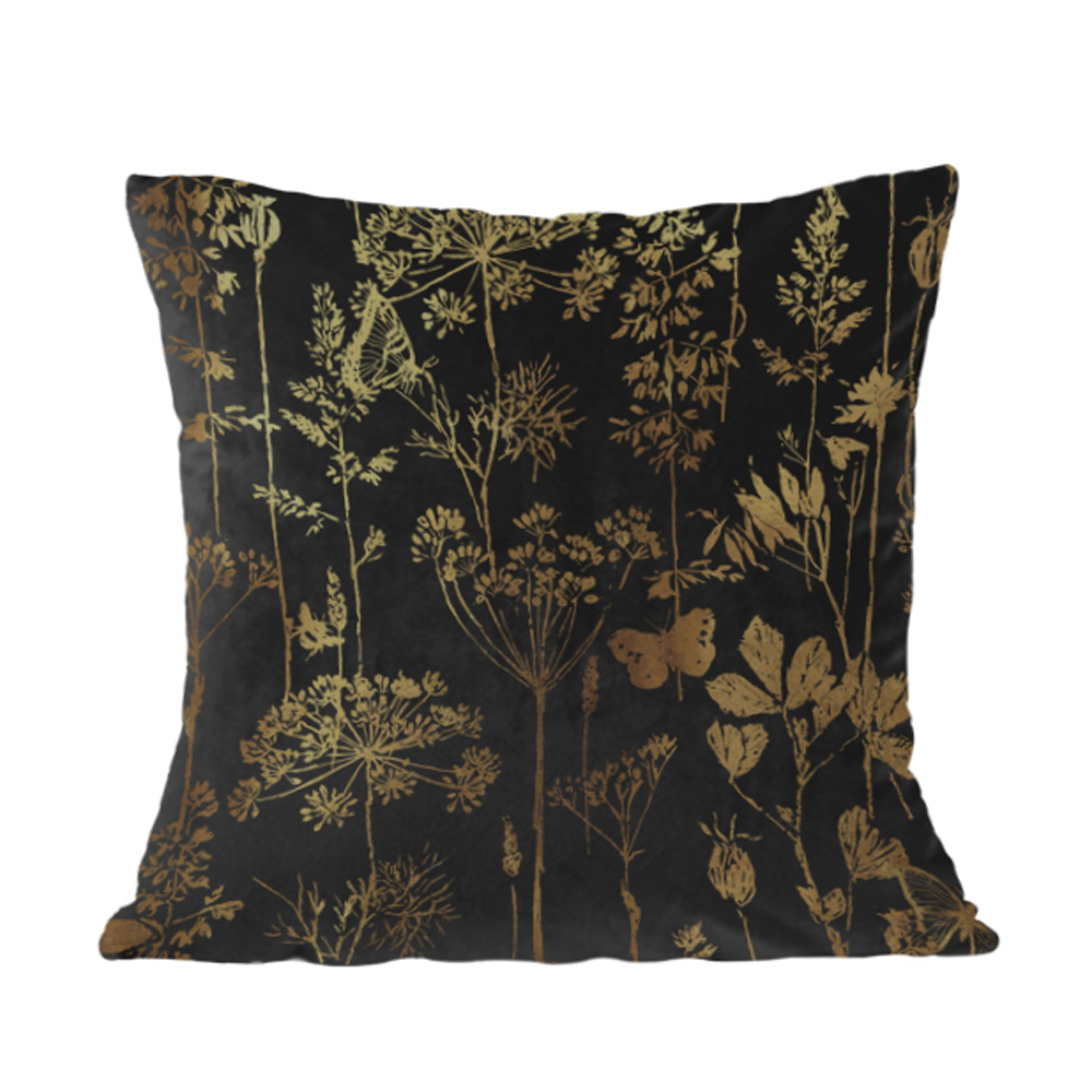 BLOSSOM ΔΙΑΚΟΣΜΗΤΙΚΟ ΜΑΞΙΛΑΡΙ 45x45cm ΒΕΛΟΥΔΟ ΜΑΥΡΟ ΧΡΥΣΟ