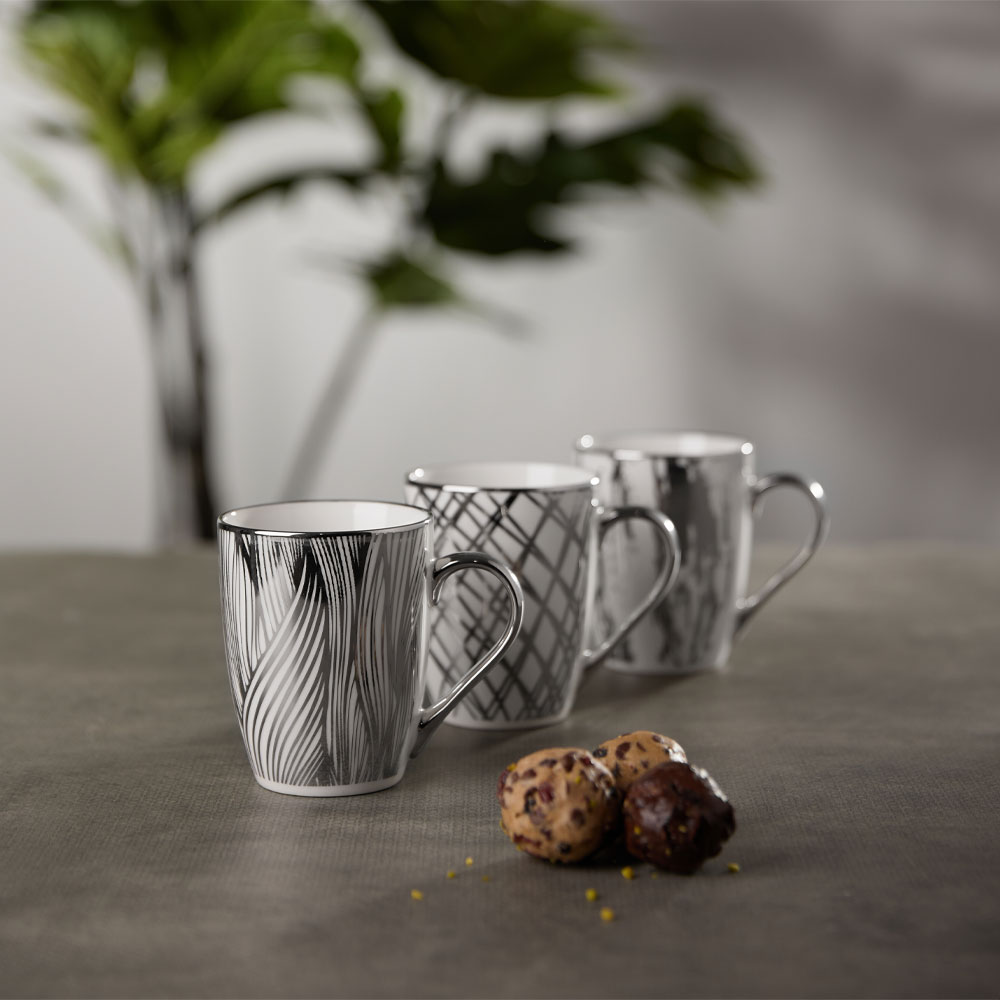CHIC ΚΟΥΠΑ 8x8x11cm NEW BONE CHINA ΛΕΥΚΟ SILVER