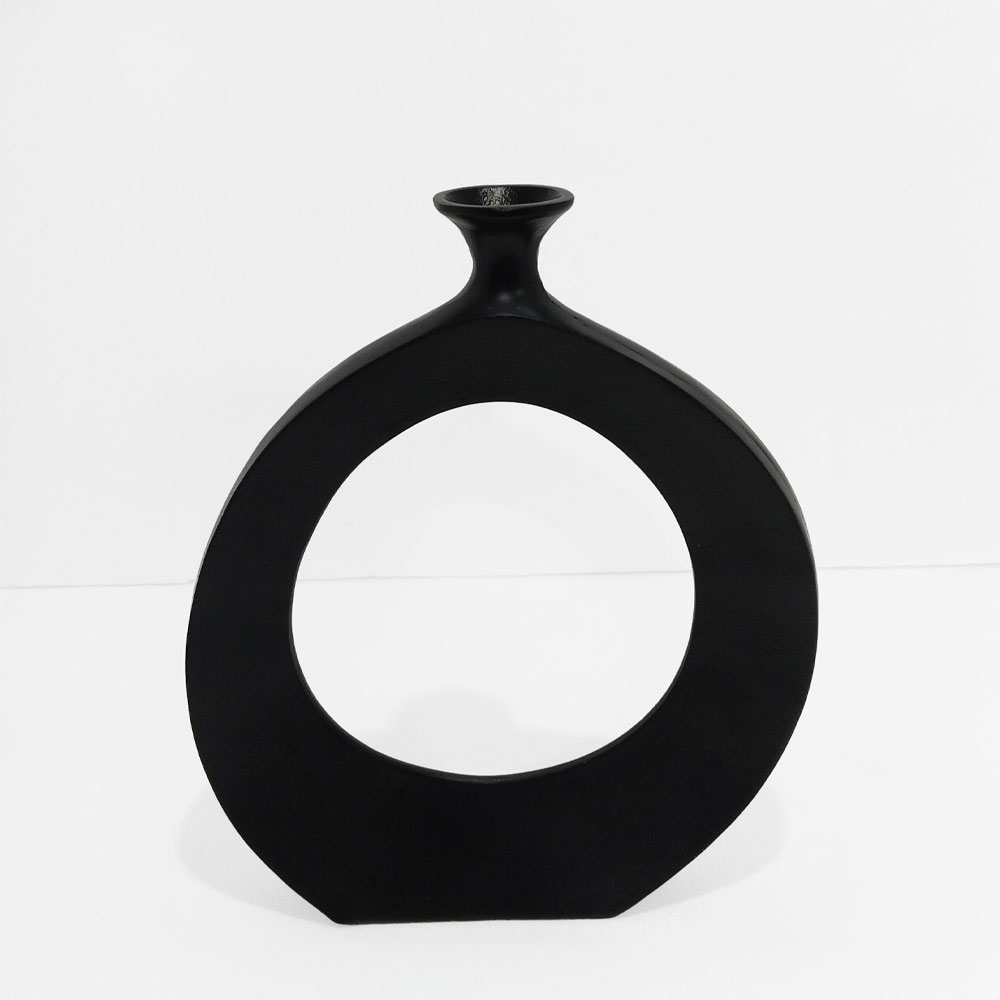 ABSTRACT CIRCLE ΒΑΖΟ 37x5x45cm ΑΛΟΥΜΙΝΙΟ ΜΑΥΡΟ