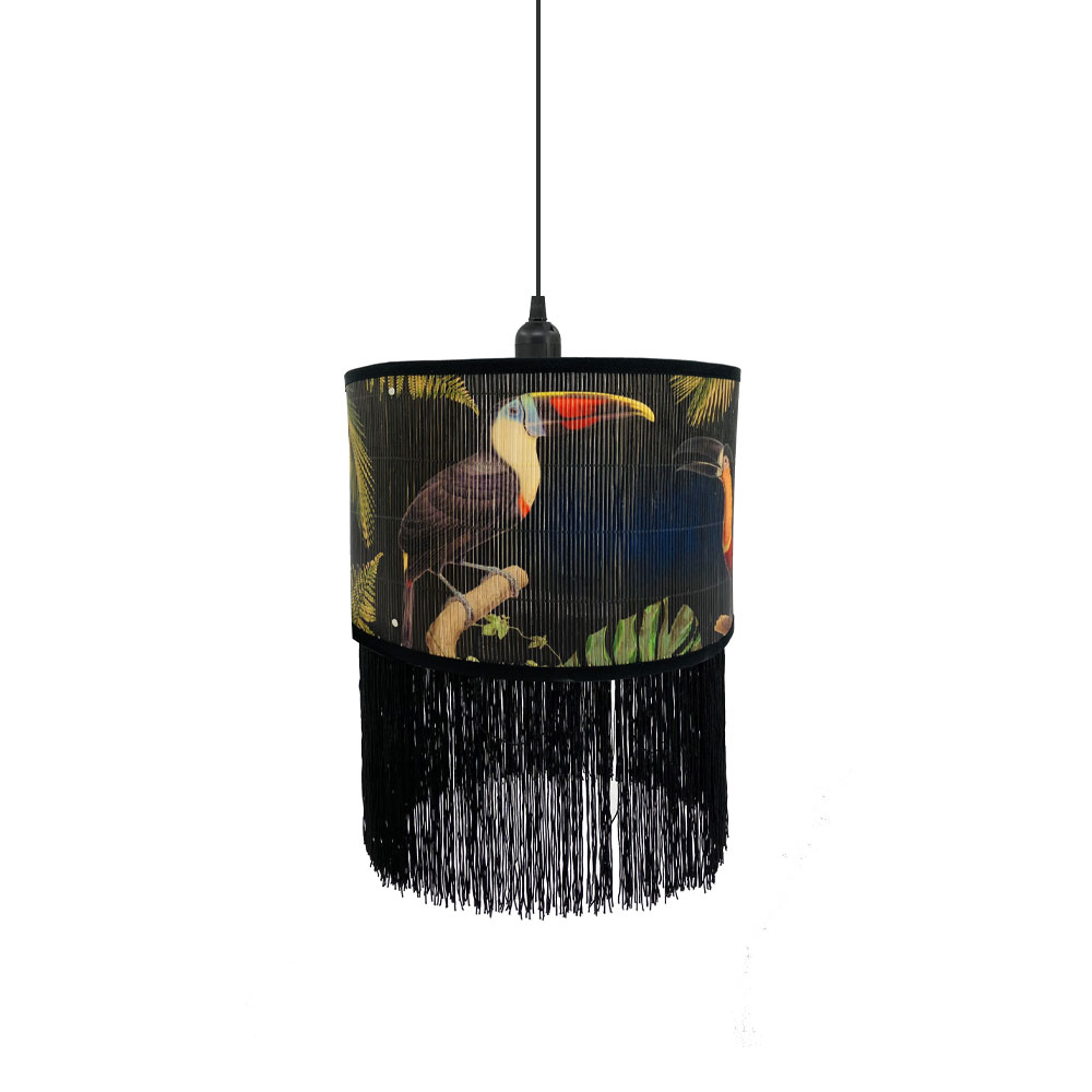 TROPICAL BIRDS B ΦΩΤΙΣΤΙΚΟ ΟΡΟΦΗΣ 30x30x23cm BAMBOO ΠΟΛΥΧΡΩΜΟ ΜΑΥΡΟ
