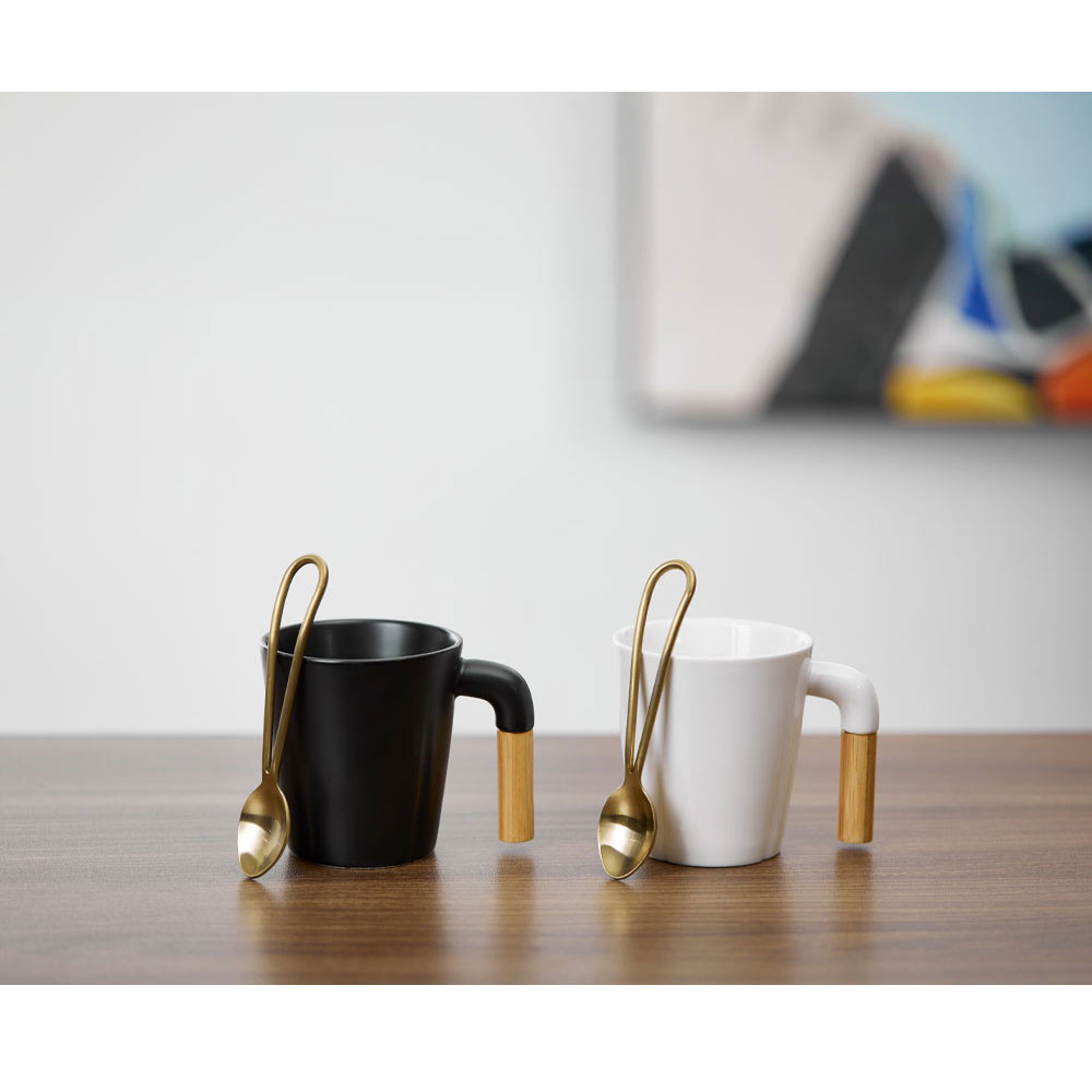 NORDIC ΚΟΥΠΑ SET 4ΤΜΧ 13x23x9cm ΠΟΡΣΕΛΑΝΗ ΜΑΥΡΟ ΦΥΣΙΚΟ BAMBOO