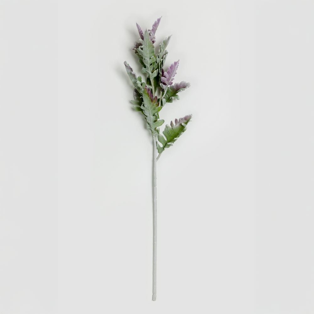SENECIO CINERARIA ΚΛΑΔΙ ΤΕΧΝΗΤΟ 76cm POLYESTER ΠΡΑΣΙΝΟ ΜΩΒ