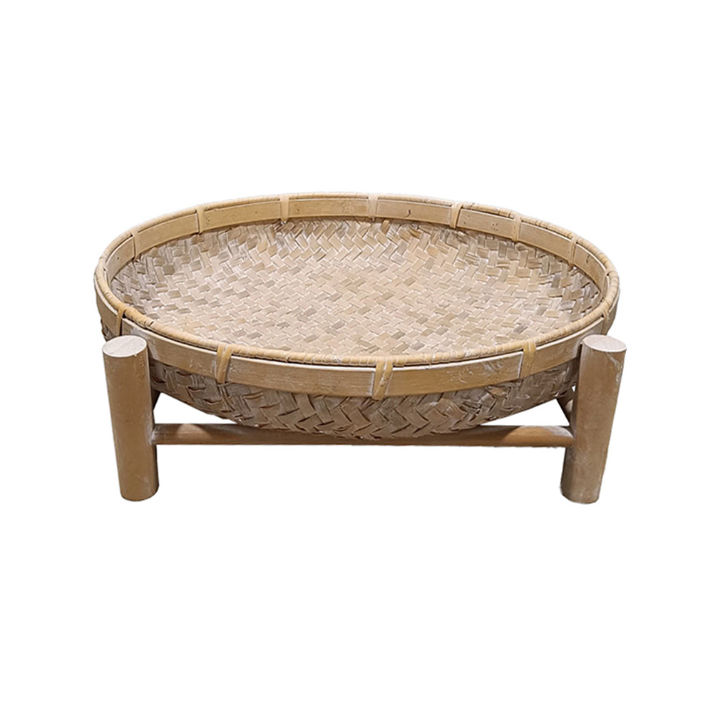 ITHAKI ΔΙΣΚΟΣ ΜΕ ΒΑΣΗ 45x45x13cm ΞΥΛΟ ΕΛΑΤΟΥ WHITE WASHED