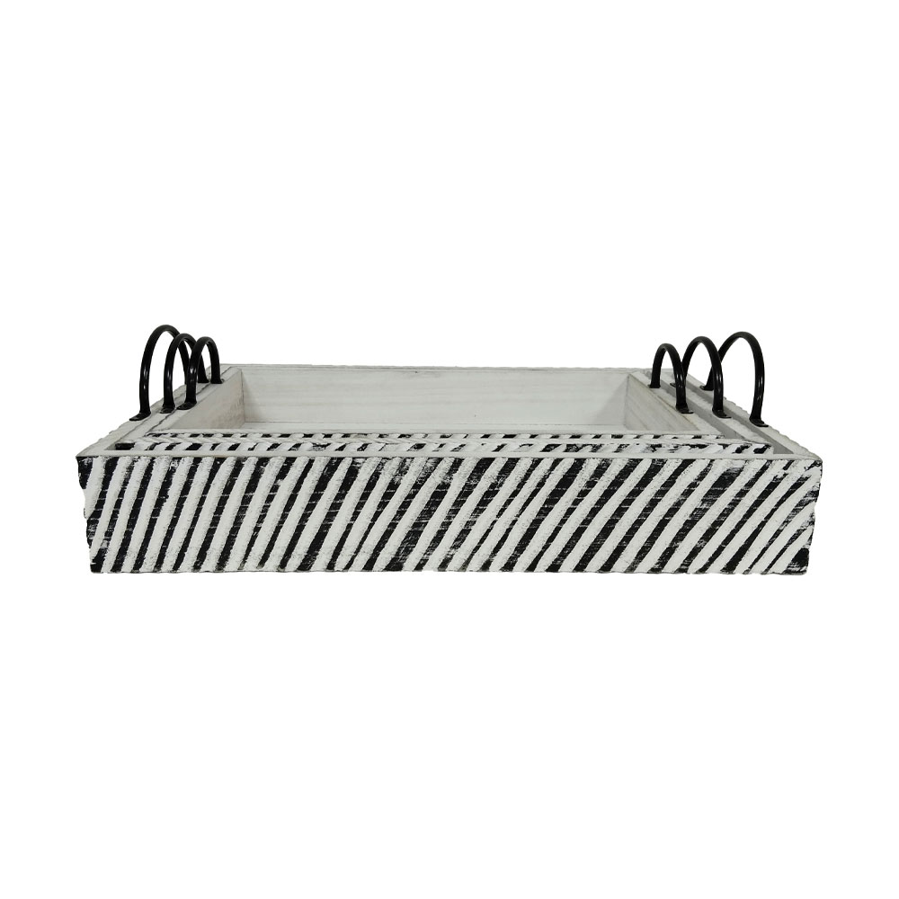RONAN ΔΙΣΚΟΣ SET 3ΤΜΧ 60x40x10cm ΞΥΛΟ ΚΑΦΕ ΜΠΕΖ