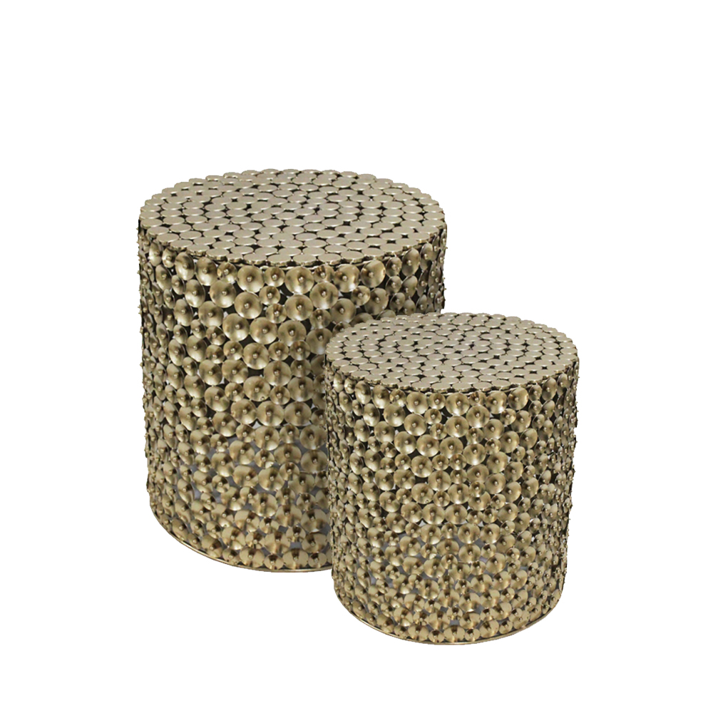 POPPY COFFEE TABLE SET 2ΤΕΜ ΧΡΥΣΟ ANTIQUE 44x44x46.5cm