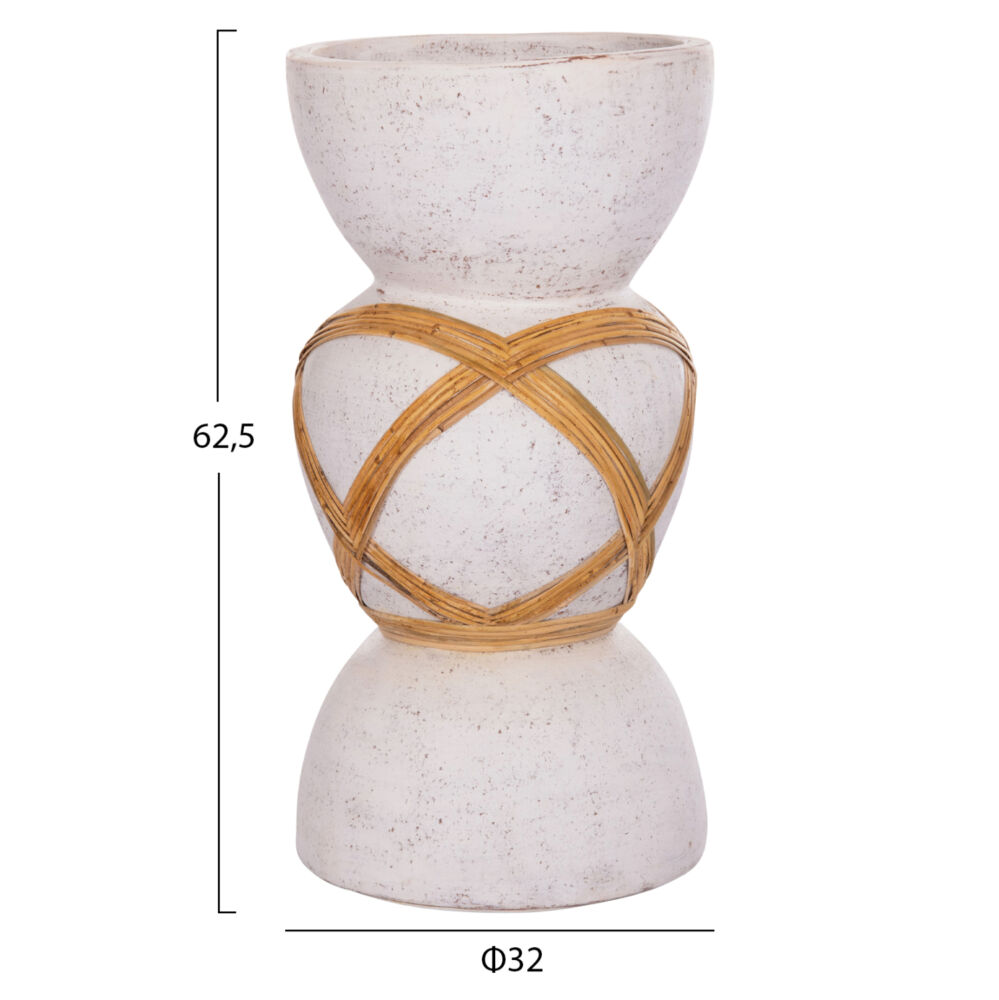 ΔΙΑΚΟΣΜΗΤΙΚΟ ΒΑΖΟ ΔΑΠΕΔΟΥ FB94672.02L TERRACOTTA ΛΕΥΚΟ--RATTAN Φ32x62.5Υεκ.
