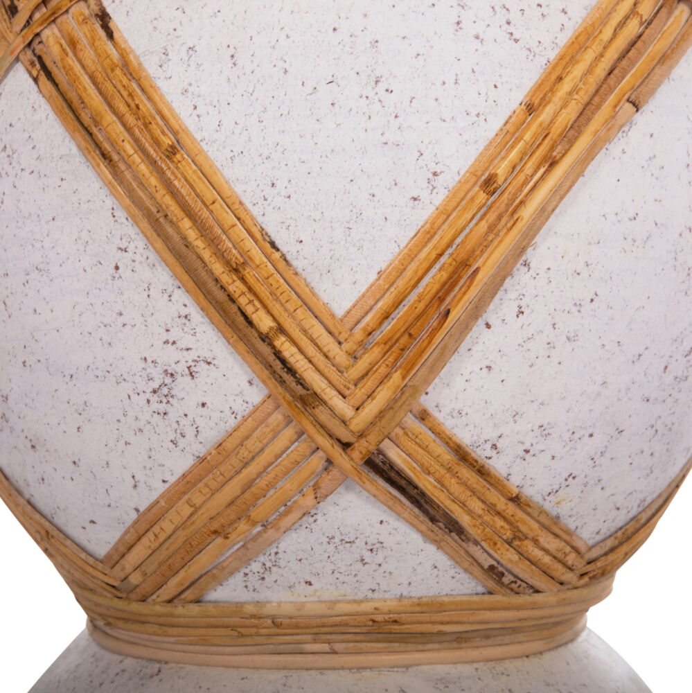 ΔΙΑΚΟΣΜΗΤΙΚΟ ΒΑΖΟ ΔΑΠΕΔΟΥ FB94672.02L TERRACOTTA ΛΕΥΚΟ--RATTAN Φ32x62.5Υεκ.