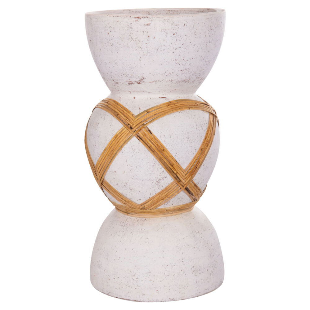 ΔΙΑΚΟΣΜΗΤΙΚΟ ΒΑΖΟ ΔΑΠΕΔΟΥ FB94672.02L TERRACOTTA ΛΕΥΚΟ--RATTAN Φ32x62.5Υεκ.