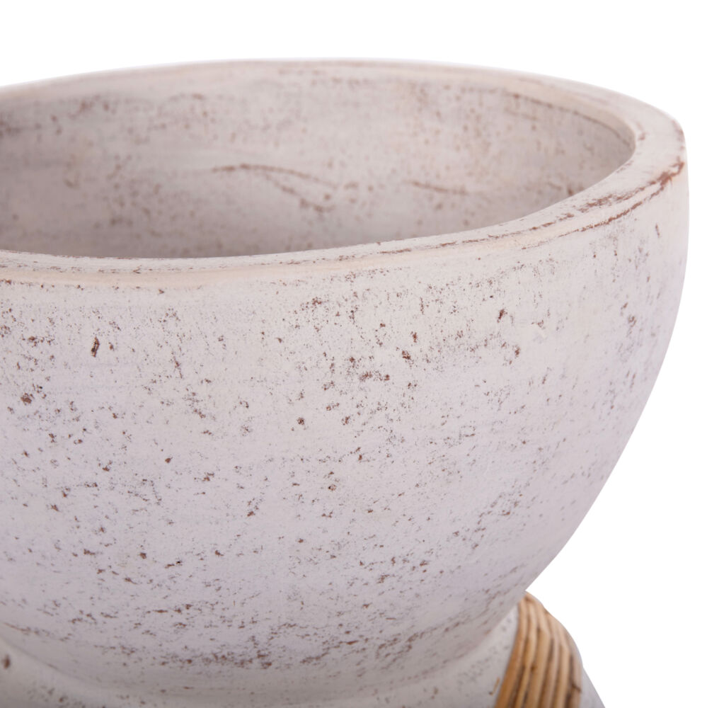 ΔΙΑΚΟΣΜΗΤΙΚΟ ΒΑΖΟ ΔΑΠΕΔΟΥ FB94672.02L TERRACOTTA ΛΕΥΚΟ--RATTAN Φ32x62.5Υεκ.