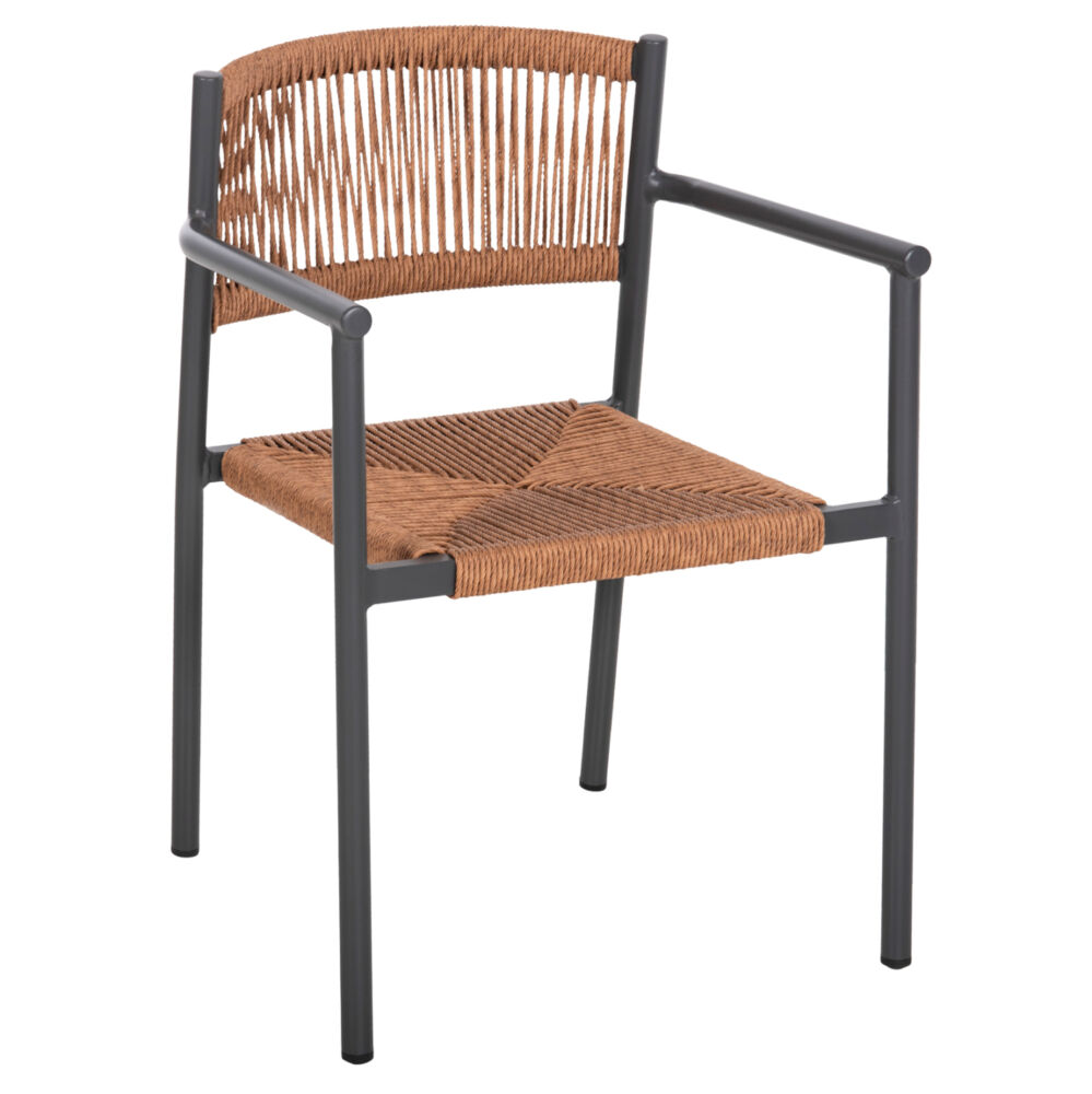 ΠΟΛΥΘΡΟΝΑ ΑΛΟΥΜΙΝΙΟΥ FB95786.12 ΑΝΘΡΑΚΙ-ΣΥΝΘ.RATTAN ΜΠΕΖ 55,5x53x78Υεκ.