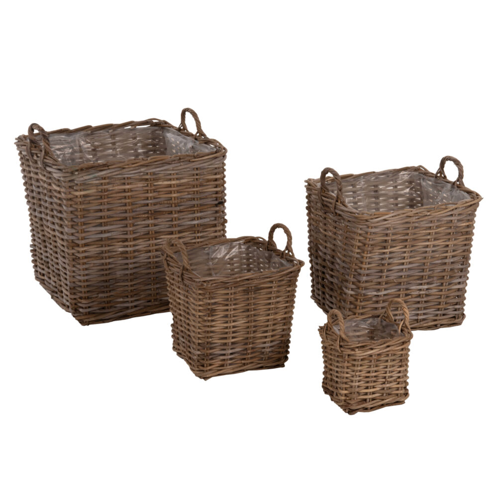 ΣΕΤ ΔΙΑΚΟΣΜΗΤΙΚΑ ΚΑΛΑΘΙΑ FB99657 4ΤΜΧ ΑΠΟ KUBU RATTAN ΣΕ ΓΚΡΙ 52x52x50-57Υεκ.