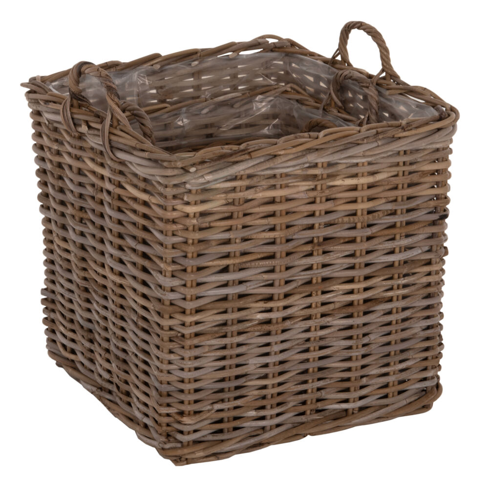 ΣΕΤ ΔΙΑΚΟΣΜΗΤΙΚΑ ΚΑΛΑΘΙΑ FB99657 4ΤΜΧ ΑΠΟ KUBU RATTAN ΣΕ ΓΚΡΙ 52x52x50-57Υεκ.