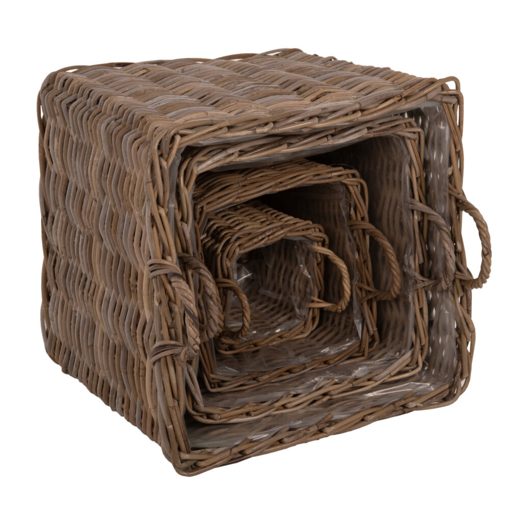 ΣΕΤ ΔΙΑΚΟΣΜΗΤΙΚΑ ΚΑΛΑΘΙΑ FB99657 4ΤΜΧ ΑΠΟ KUBU RATTAN ΣΕ ΓΚΡΙ 52x52x50-57Υεκ.