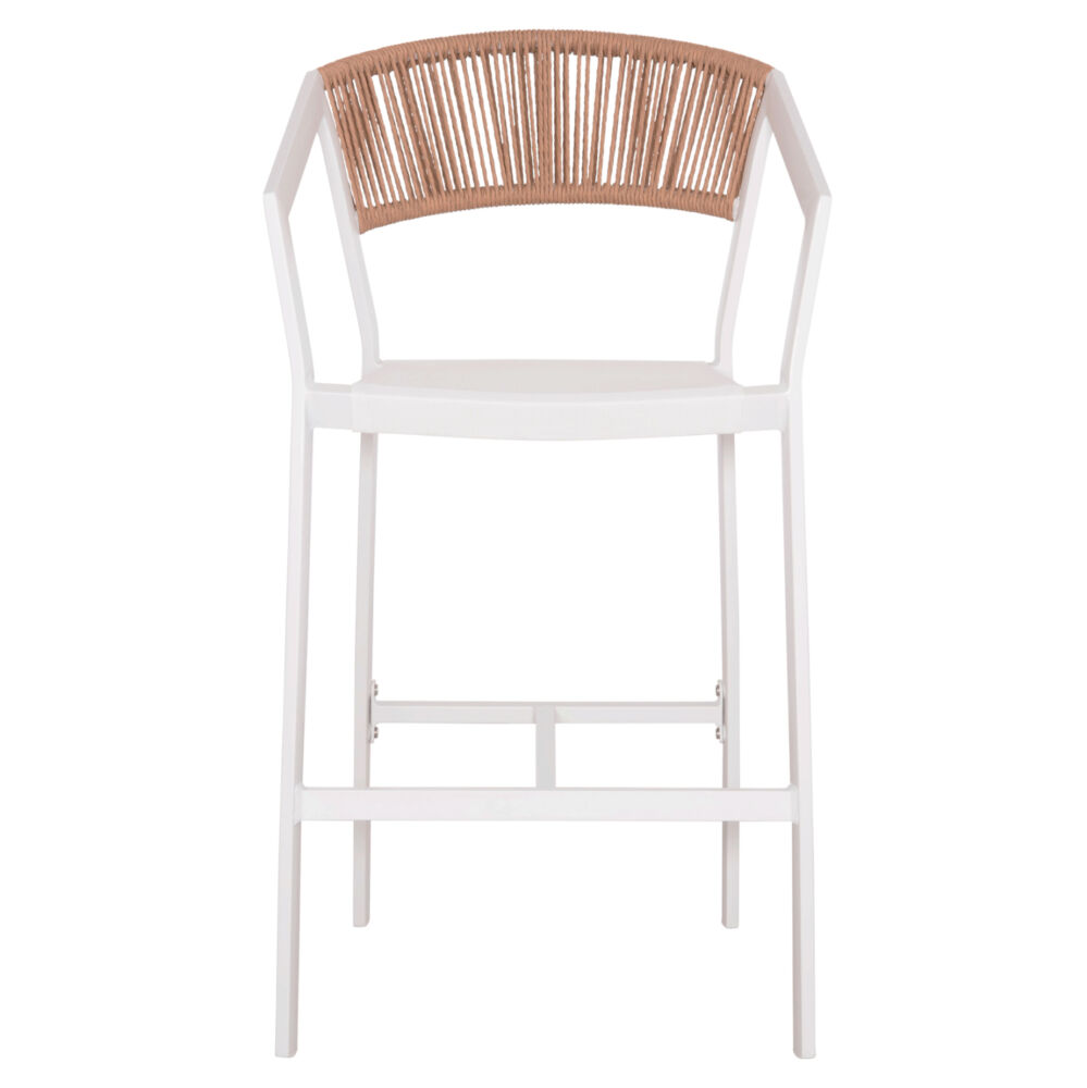ΣΚΑΜΠΟ ΑΛΟΥΜΙΝΙΟΥ HM5892.12 ΜΕΣΑΙΟΥ ΥΨΟΥΣ RATTAN & TEXTLINE ΛΕΥΚΟ ΜΠΕΖ 55x56,5x99Y