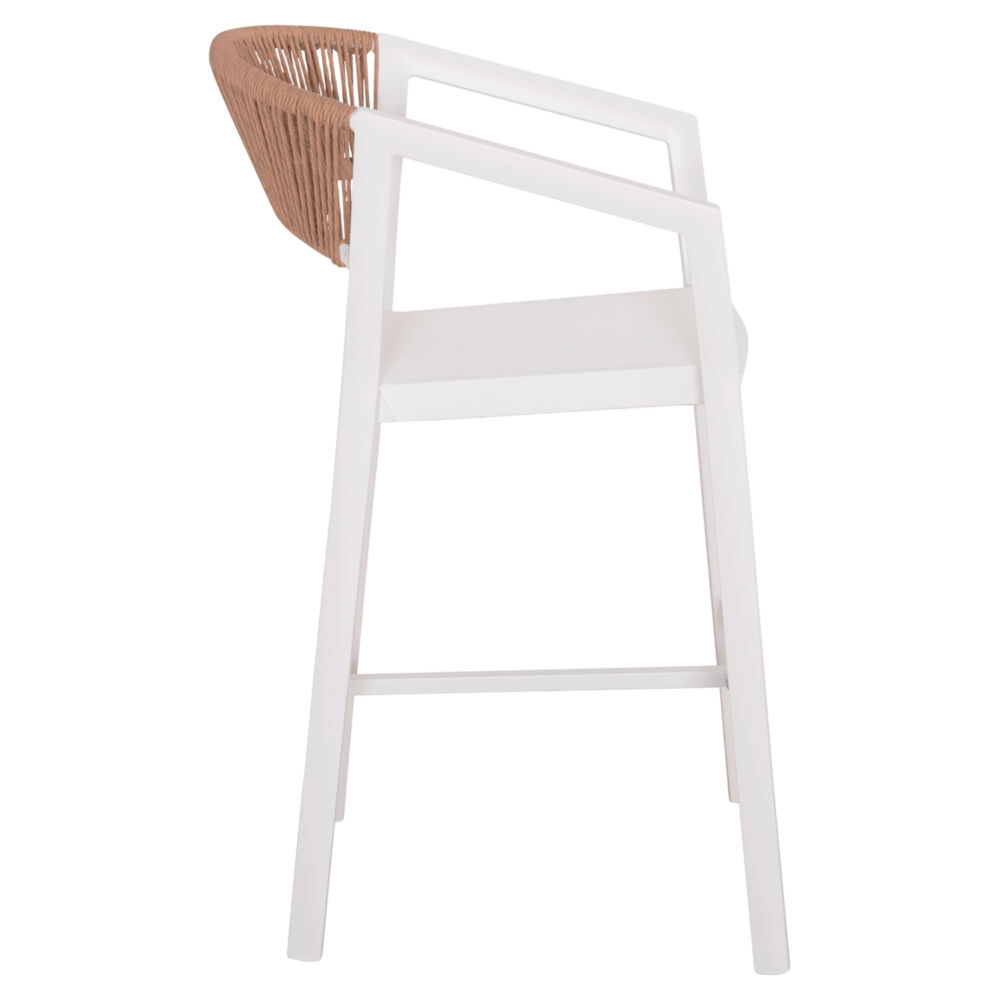 ΣΚΑΜΠΟ ΑΛΟΥΜΙΝΙΟΥ HM5892.12 ΜΕΣΑΙΟΥ ΥΨΟΥΣ RATTAN & TEXTLINE ΛΕΥΚΟ ΜΠΕΖ 55x56,5x99Y