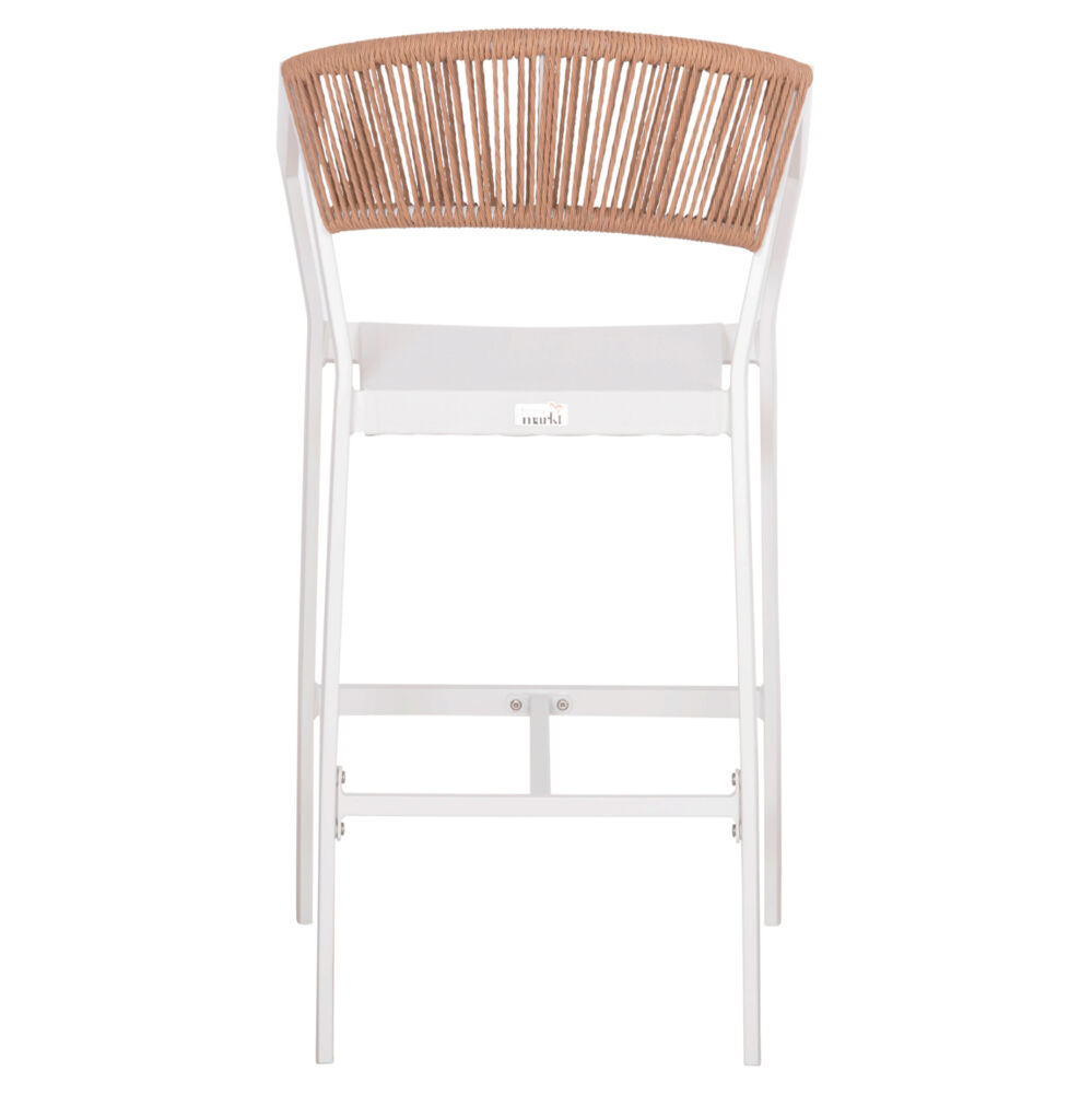 ΣΚΑΜΠΟ ΑΛΟΥΜΙΝΙΟΥ HM5892.12 ΜΕΣΑΙΟΥ ΥΨΟΥΣ RATTAN & TEXTLINE ΛΕΥΚΟ ΜΠΕΖ 55x56,5x99Y