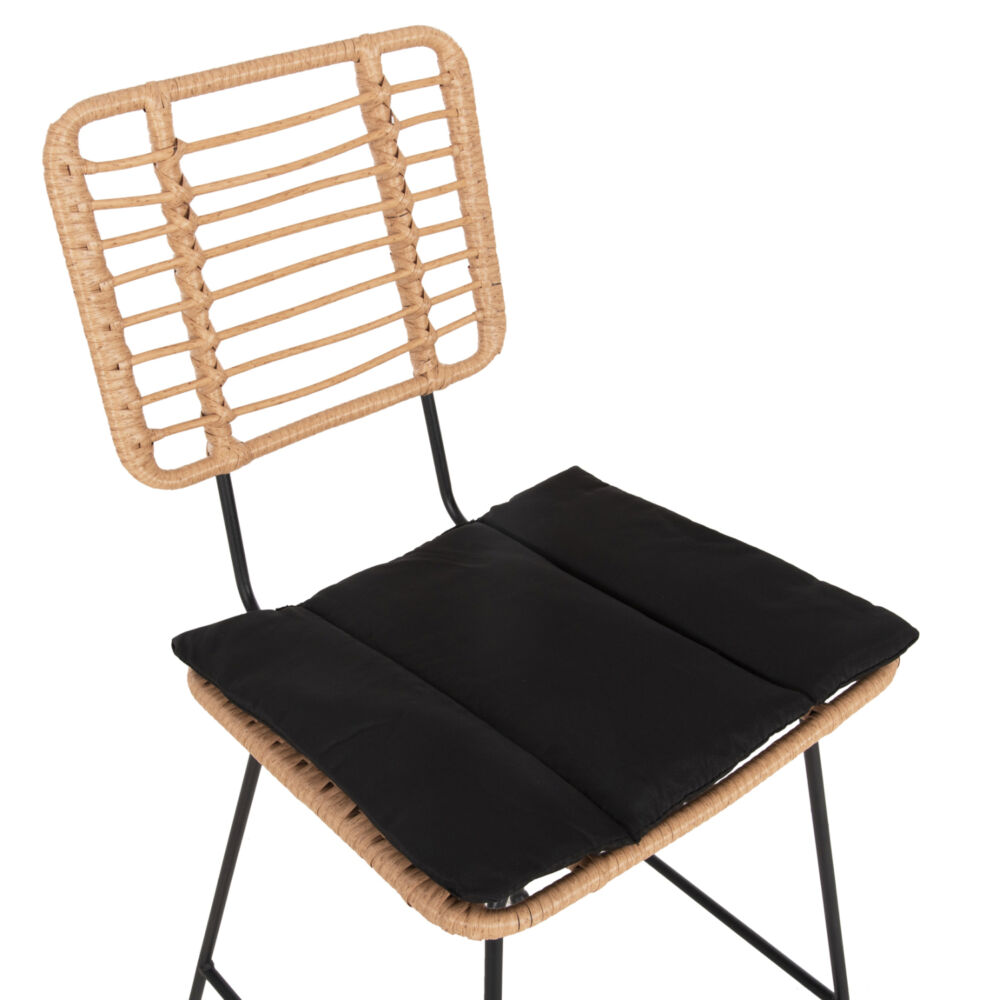 ΣΚΑΜΠΟ ΜΠΑΡ FB95455.11 ΜΕΤΑΛΛΟ&ΜΑΞΙΛΑΡΙ ΜΑΥΡΟ-WICKER ΜΠΕΖ 56x59x116,5Υεκ.